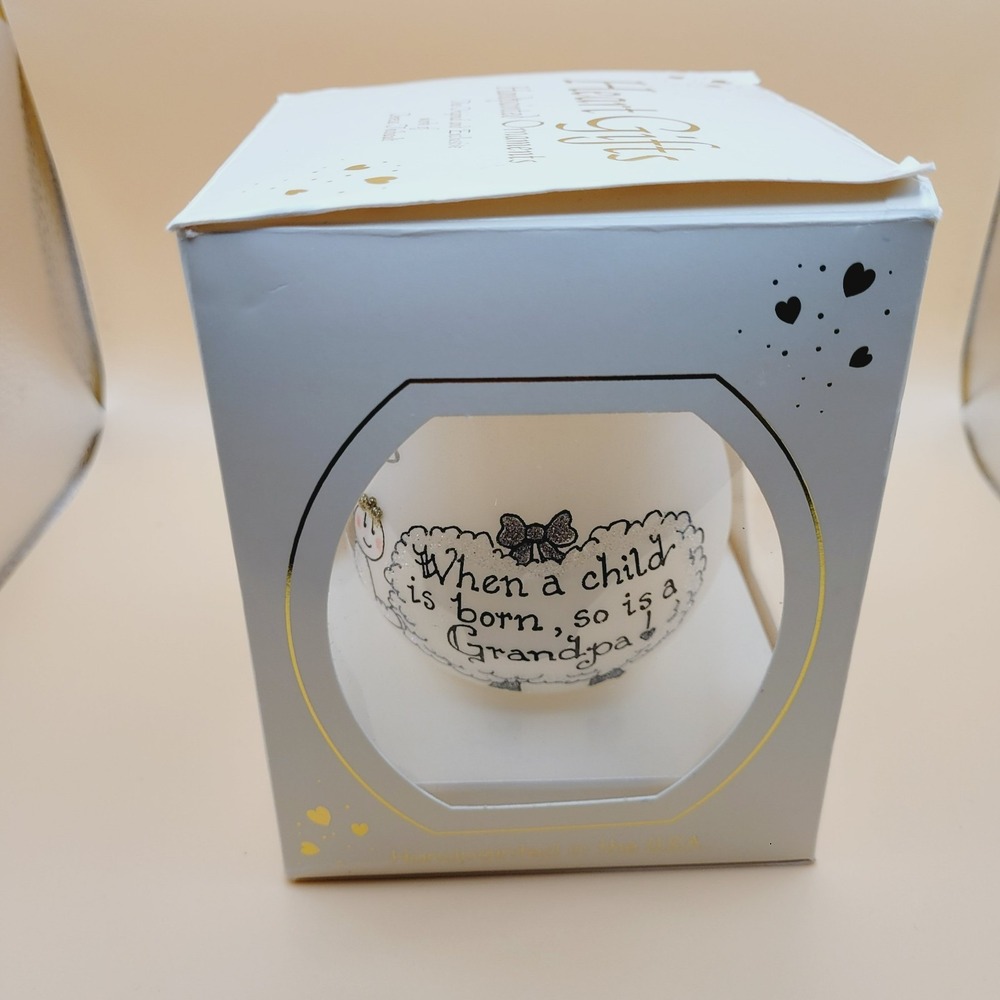 Handpainted Teresa Thibault Glass Ornament When A Child is Born so is a Grandpa - Picture 8 of 10